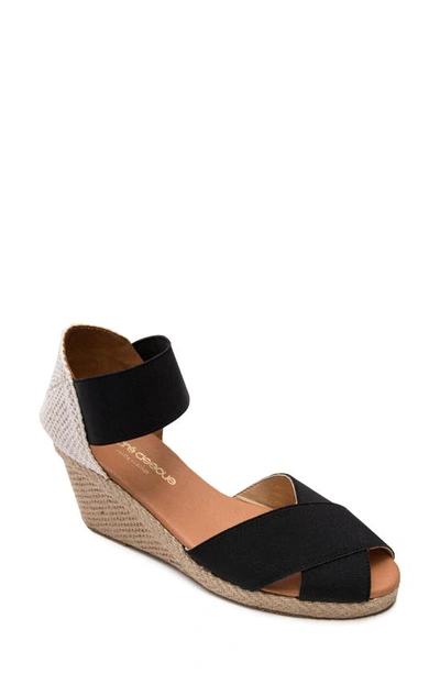 Andre Assous Erika Espadrille Wedge In Black Fabric