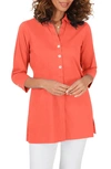 Foxcroft Pamela Stretch Button-up Tunic In Hibiscus