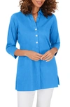 Foxcroft Pamela Stretch Button-up Tunic In Malibu Blue