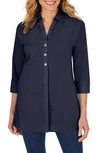 Foxcroft Pamela Stretch Button-up Tunic In Navy