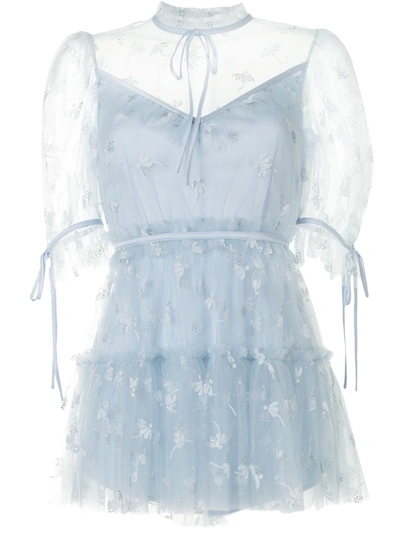 Alice Mccall Moon Lover Floral Embroidered Playsuit In Blue