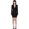 Balmain Button-embellished Pointelle-trimmed Stretch-knit Mini Dress In Black
