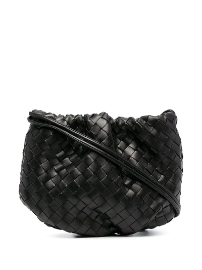 Bottega Veneta Intrecciato Leather Crossbody Bag In Black