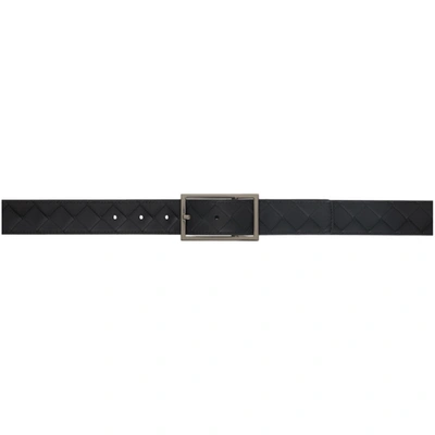 Bottega Veneta Black Intrecciato Belt In 8803 Black