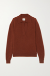 Khaite Jo Cashmere Featherweight-knit Sweater In Burgundy