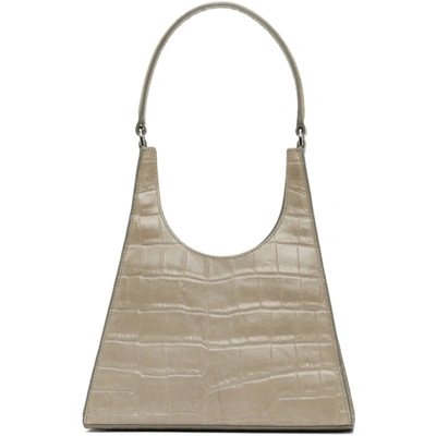 Staud Rey Croc-effect Leather Shoulder Bag In Grey