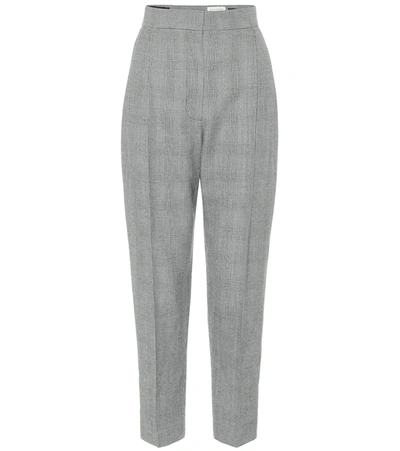 Alexander Mcqueen Prince Of Wales Checked Wool And Cashmere-blend Tapered Pants In Grey