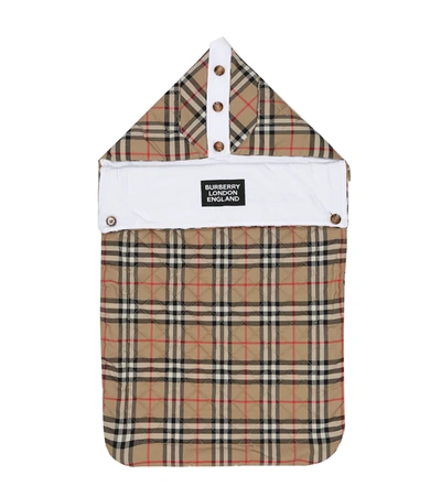 Burberry Baby Iggy Checked Cotton Bunting Bag In Beige