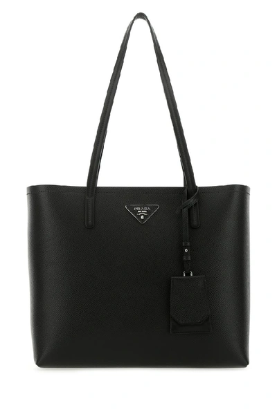 Prada Logo Tote Bag In Black