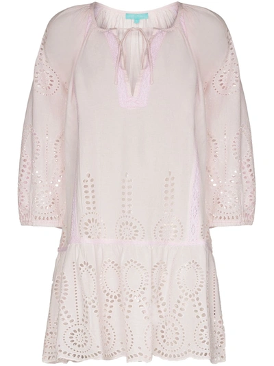 Melissa Odabash Ashley Crochet-trimmed Broderie Anglaise Cotton Coverup In Pink