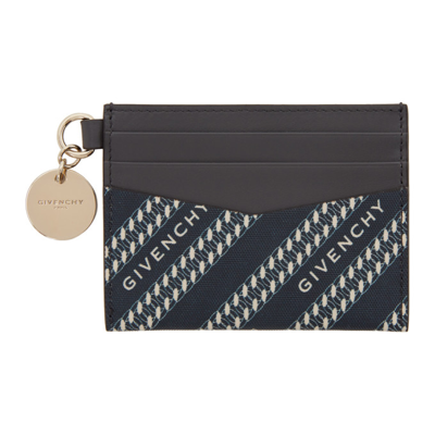Givenchy Bond Logo-jacquard Canvas And Leather Cardholder In 404 Blue