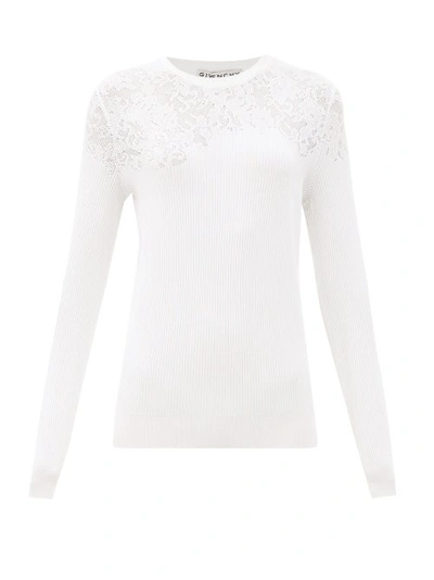 Givenchy Floral-pointelle Rib-knitted Sweater In White