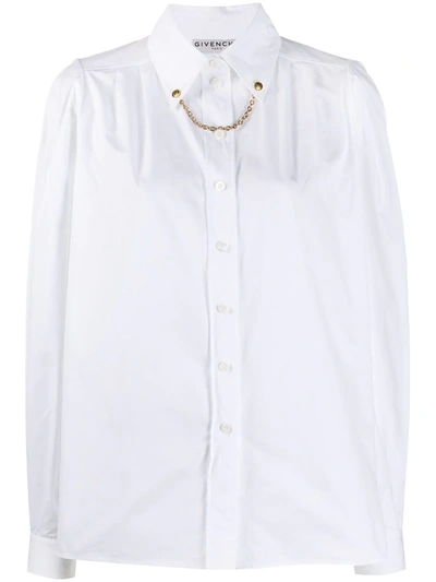 Givenchy Chain-collar Cotton-poplin Shirt In White