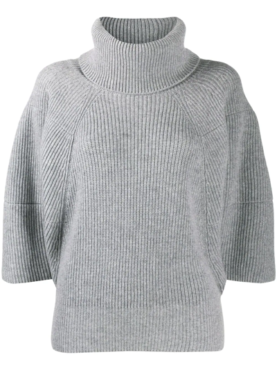 Givenchy Roll-neck Ribbed Cashmere Jumper In Gris