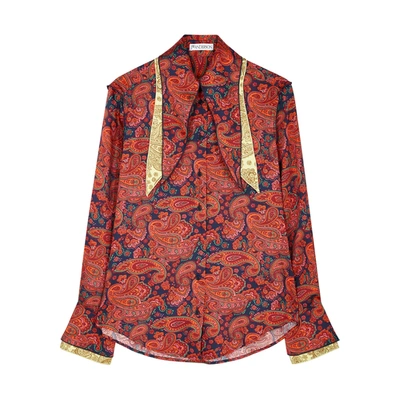 Jw Anderson Layered-collar Paisley-print Shirt In Red
