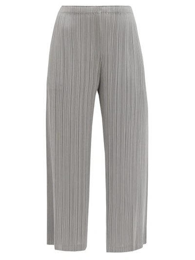 Issey Miyake High-rise Technical-pleated Wide-leg Trousers In Middle Gray