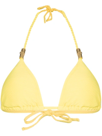 Heidi Klein Cancun Embellished Triangle Bikini Top In Yellow