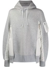 Sacai Cotton Blend Oversized Hoodie In Grey