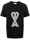 Ami Alexandre Mattiussi Ami De Coeur-print Cotton-jersey T-shirt In Black