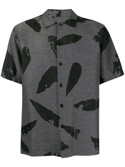 Ami Alexandre Mattiussi Feather-print Short-sleeved Shirt In Black