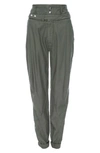 Frame Twist Seam Belted Tapered Trousers In Washed Military