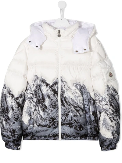 Moncler Kids Down Jacket Vento For Boys In White ,grey