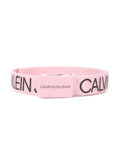 Calvin Klein Kids' Adjustable Logo Belt In Pink