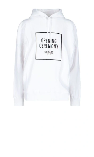 Opening Ceremony Box Logo Loose Hoodie In White