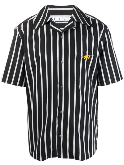 Off-white Stripe-pattern Bowling-shape Shirt In Black