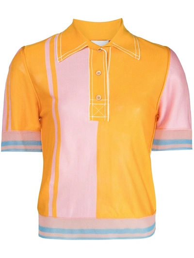 I Am Chen Silk Colour-block Polo Shirt In Orange