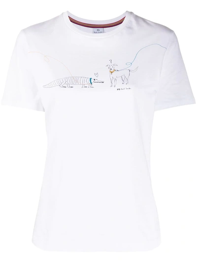 Ps By Paul Smith Dog Print T-shirt In White