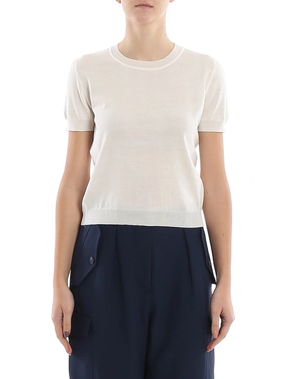 Alberta Ferretti Knitted Cropped T-shirt In White