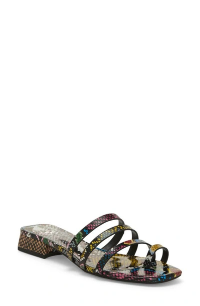 Vince Camuto Grenda Toe-post Block-heel Slides Women's Shoes In Multi Snake Print Leather