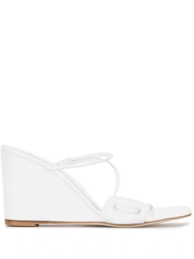 Christopher Esber Alexa Strappy Leather Wedge Sandals In White