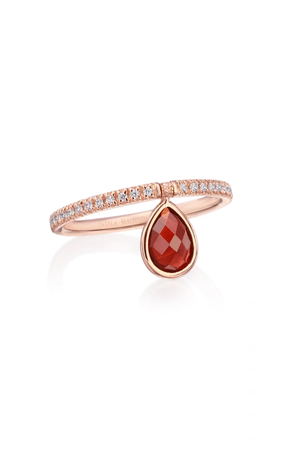 Nina Runsdorf Women's Mini 18k Rose-gold Garnet And Diamond Flip Ring In Red