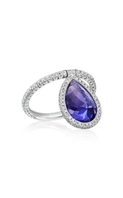 Nina Runsdorf 18k Palladium Tanzanite And Diamond Flip Ring In Blue