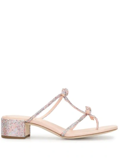 René Caovilla Caterina Chunky Bow Sandals In Pink