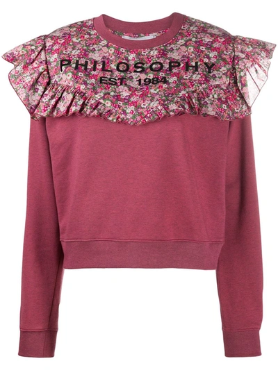Philosophy Di Lorenzo Serafini Floral Print Panelled Sweatshirt In Pink