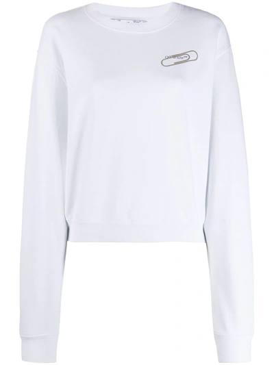 Off-white Paper-clip Cropped Sweatshirt In White