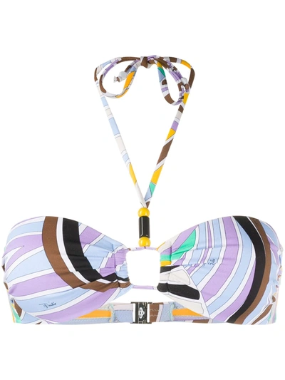 Emilio Pucci Abstract Print Bikini Top In Blue