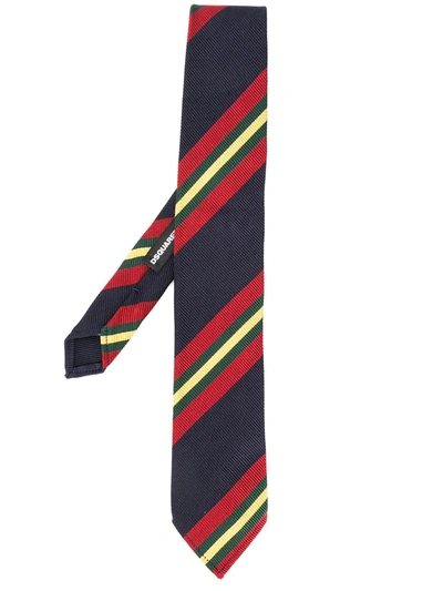 Dsquared2 Striped Colour-block Tie In Blue