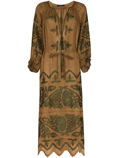 Vita Kin Rushka Linen Midi Dress In Brown