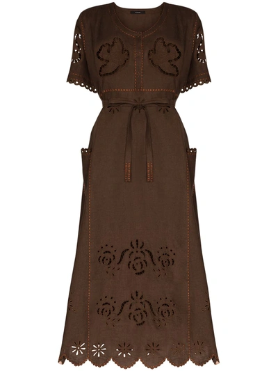 Vita Kin Love In The Air Broderie Anglaise Linen Dress In Brown