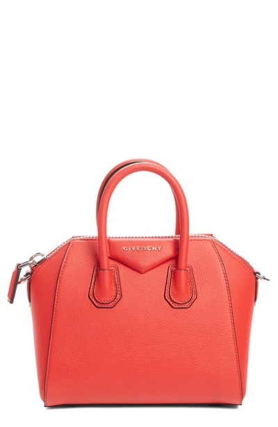 Givenchy Mini Antigona Sugar Leather Satchel In Red