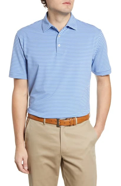 Peter Millar Harvey Striped Polo Shirt In Frost Blue