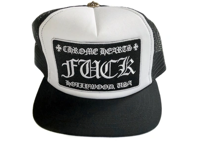 Pre-owned Chrome Hearts Fuck Hollywood Trucker Hat Black/white