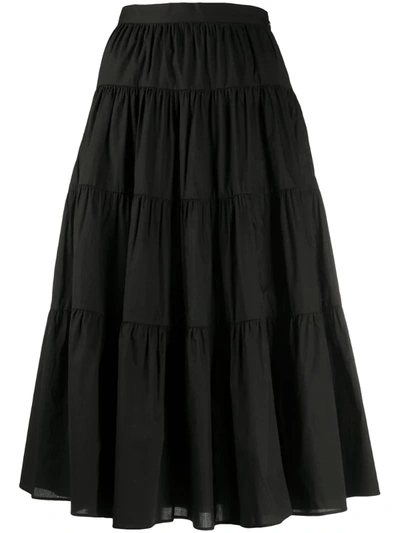 Michael Michael Kors Cotton Poplin Tiered Skirt In Black