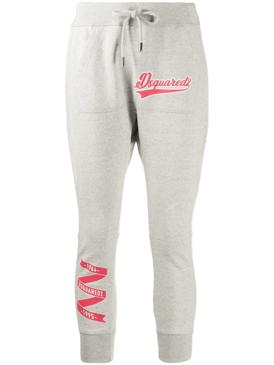 Dsquared2 Cropped Logo Track Trousers In Grey
