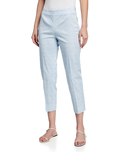 Piazza Sempione Audrey Abstract-print Straight-leg Crop Pants In Sky Blue/white