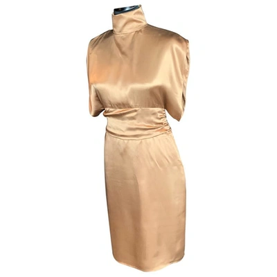 Pre-owned Costume National Silk Mini Dress In Gold
